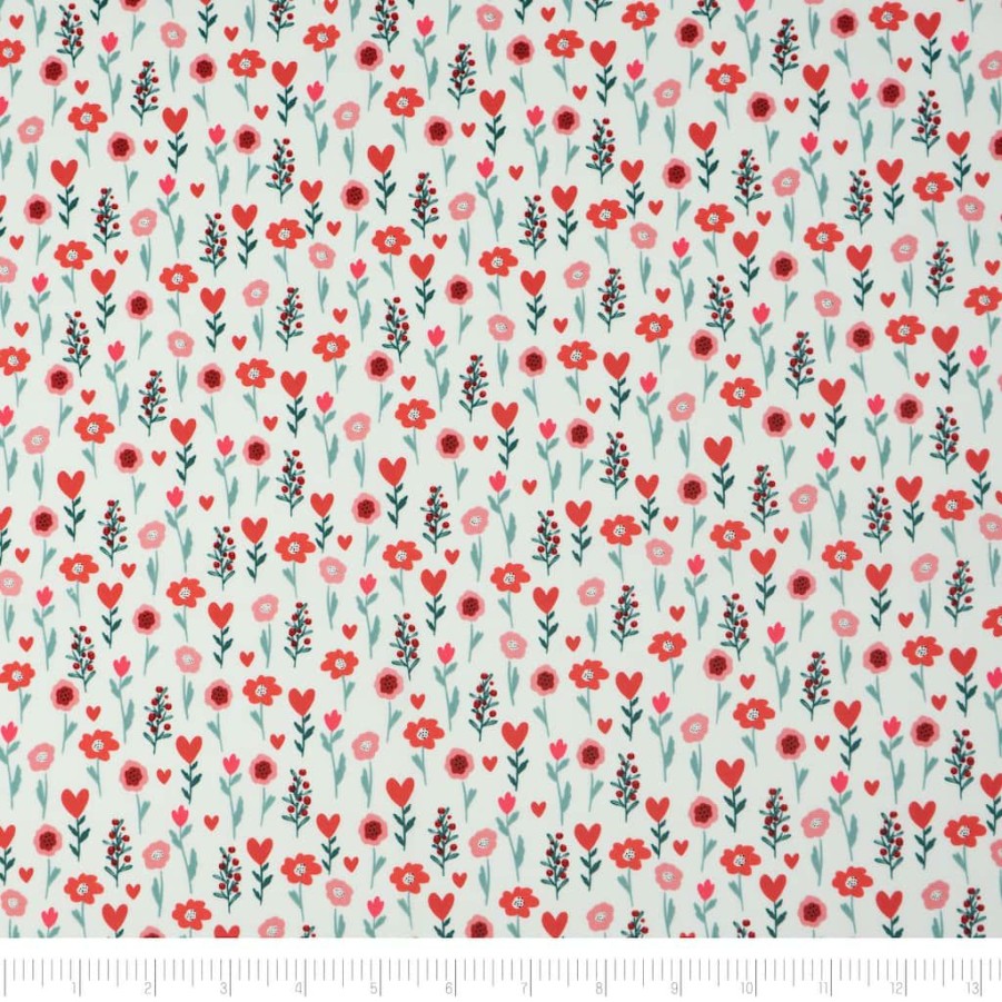 Fabric & Sewing Shop * | Coupon Singer Red Flower Cotton Fabric