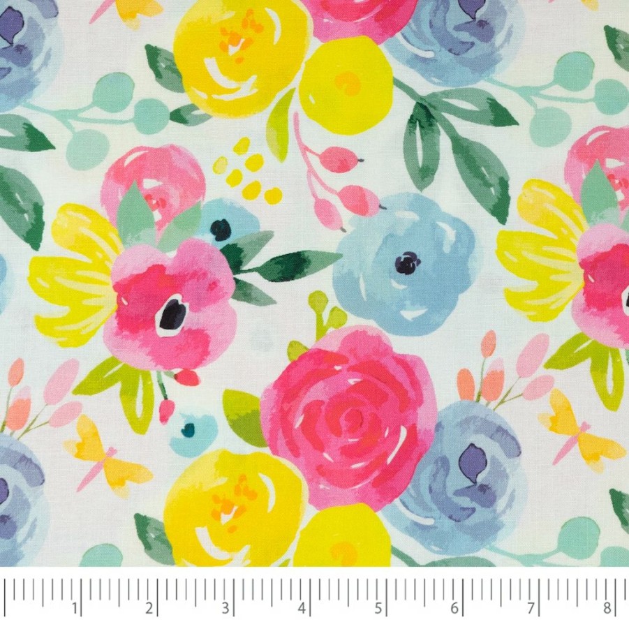 Fabric & Sewing Shop * | Hot Sale Singer Rainbow Day Floral Cotton Fabric