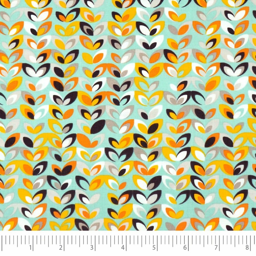 Fabric & Sewing Shop * | New Singer Retro Aqua Cotton Fabric