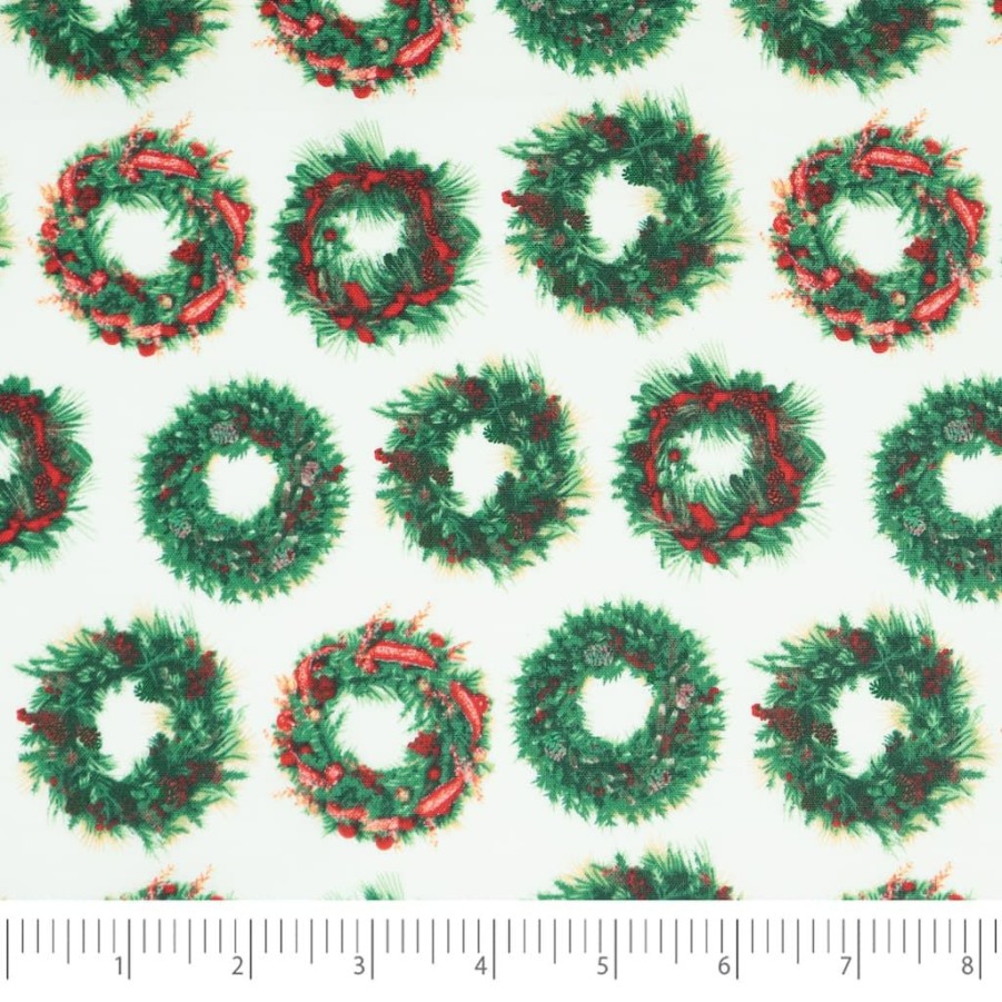 Fabric & Sewing Shop * | Outlet Singer Christmas Wreaths Cotton Fabric