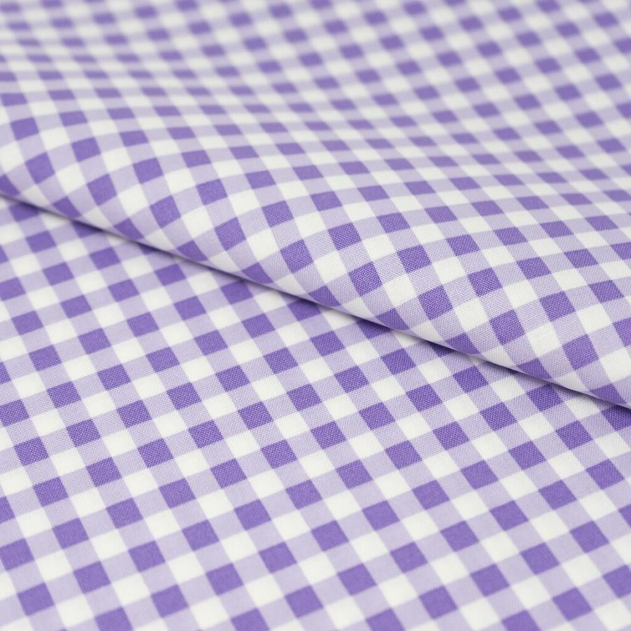 Fabric & Sewing Shop * | Cheapest Singer Purple Gingham Check Cotton Fabric