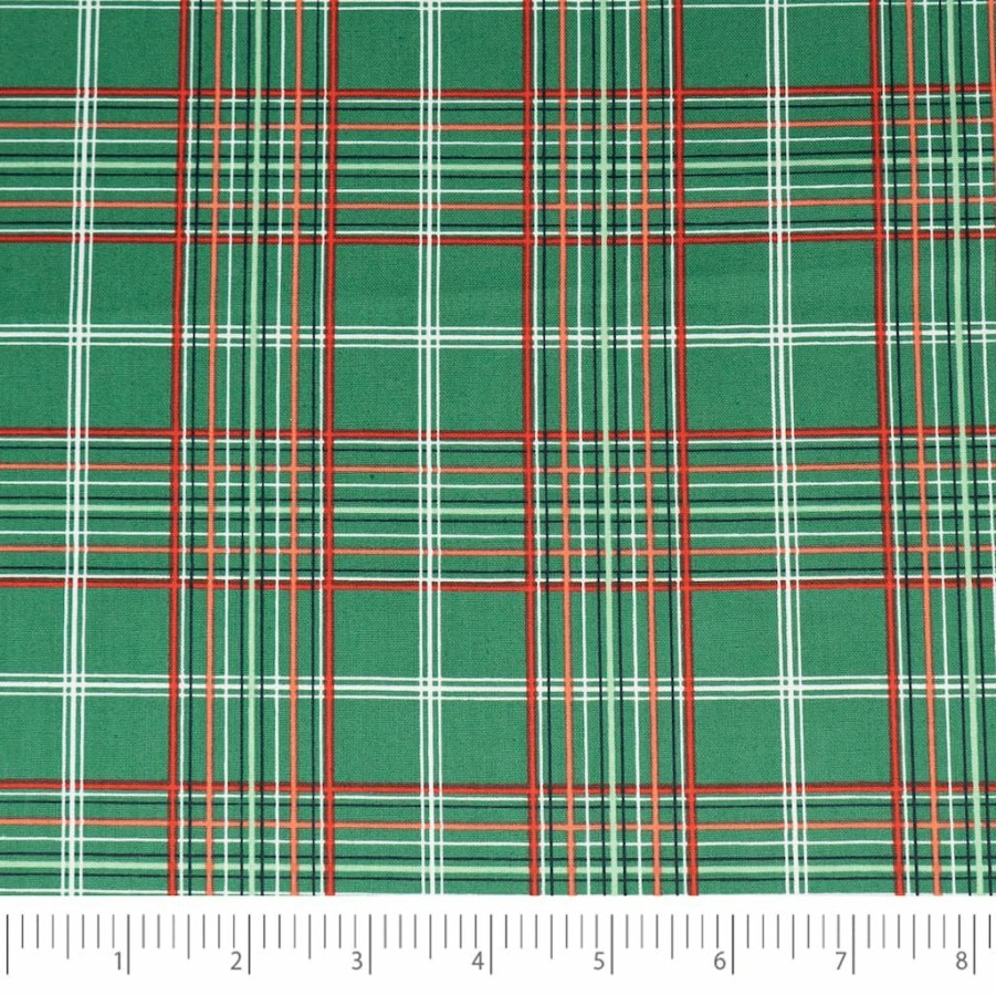 Fabric & Sewing Shop * | Cheapest Singer Christmas Holiday Green Plaid Cotton Fabric